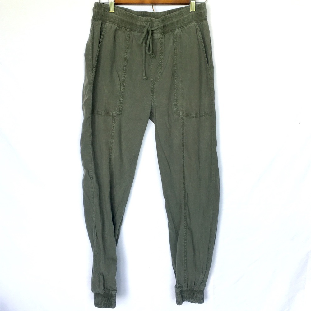 Women’s Cloth & Stone Anthropology Distressed Jogger Pants Olive Green Size Med